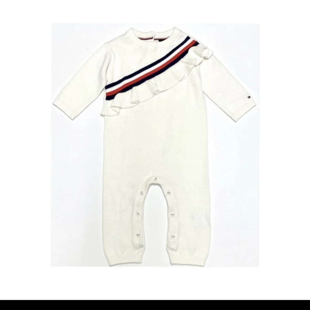 New Tommy Hilfiger All Knit Baby Coverall One Piece Seeater Suit 24 Months